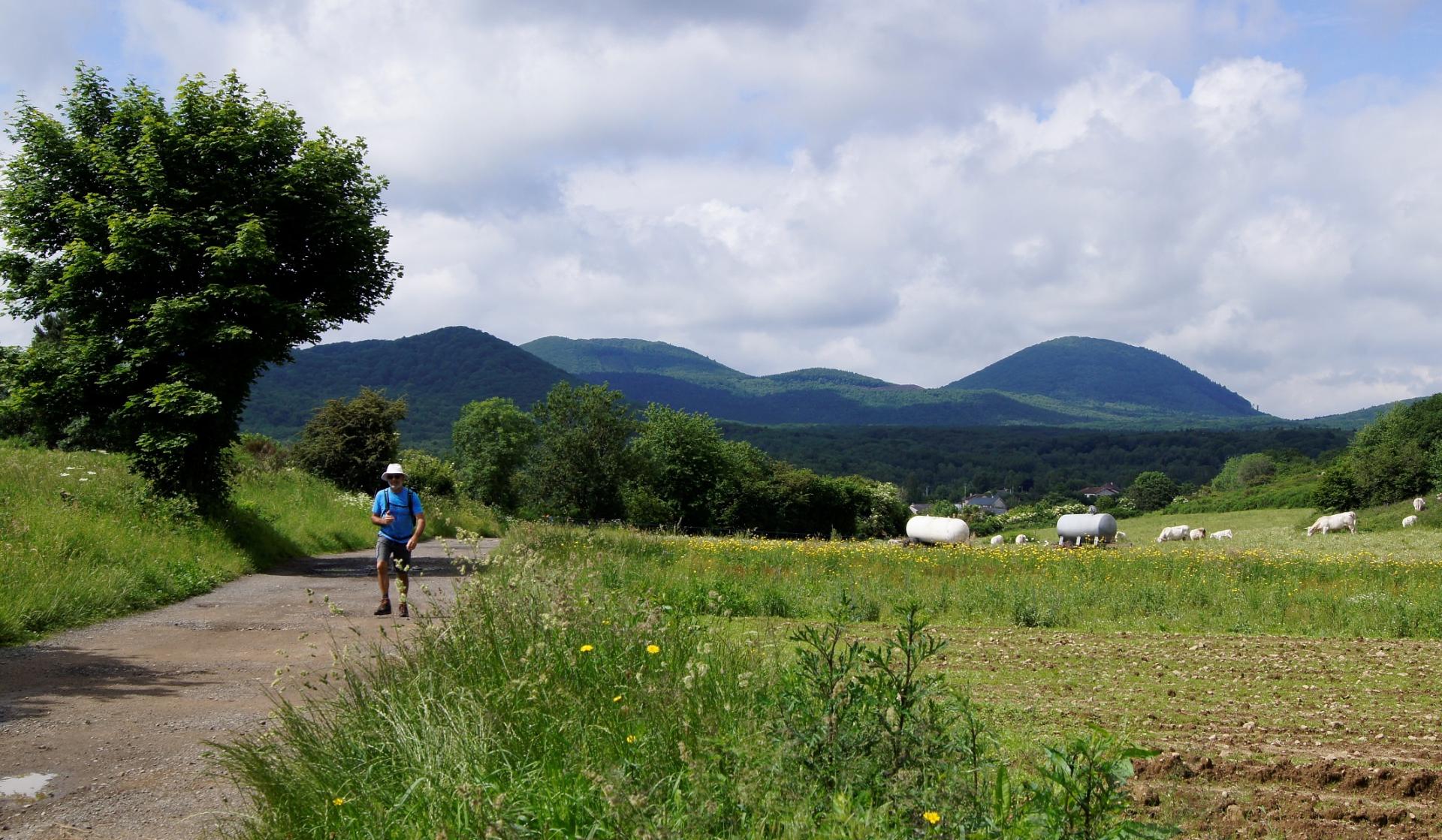 Randonneur sur les chemins de Volvic